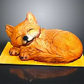 Game And Movie Character Orange Fox Sleeping Curled Up With Closed Eyes On Yellow Mat