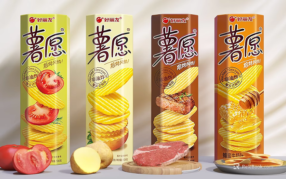 Orion Potato Chips Various Flavors With Fresh Tomato Potato Beef 3d model 