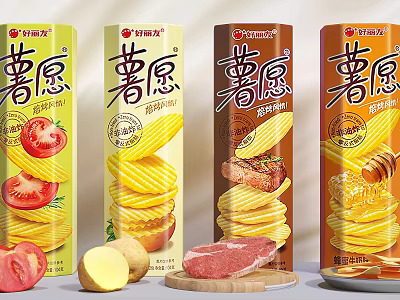 Orion Potato Chips Various Flavors With Fresh Tomato Potato Beef 3d model