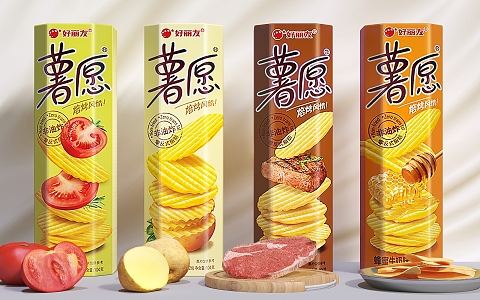 Potato chips Haoliyou puffed food snacks tomato potato steak packaging 3d model