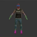 Tactical Character Wearing Orange Goggles Black Tactical Vest Blue Jeans And White Boots With Gloves