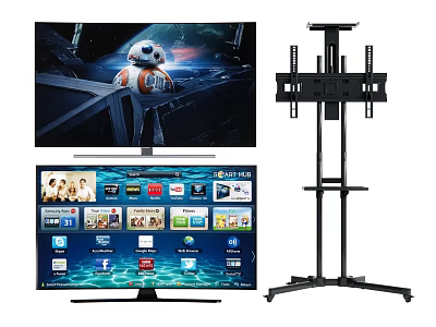 Large Screen Smart TV With Modern Floor Stand And Entertainment Features 3d model