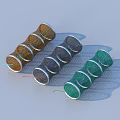 Cylindrical Metal Mesh Household Organizer With Silver Rings And Red String