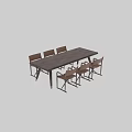 Modern Wooden Dining Table Set With Six Comfortable Chairs And Cross Leg Design