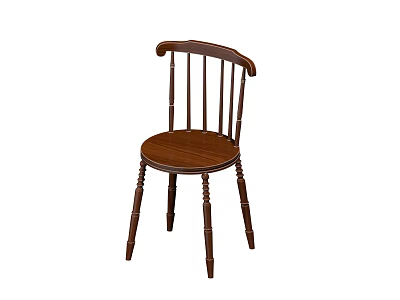 Classic Wooden Dining Chair With Spindle Back And Solid Wood Seat For Kitchen Dining Room 3d model