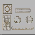 Traditional Carved Lattice Windows with Various Geometric Floral Landscape Patterns Square Round Rectangular Shapes