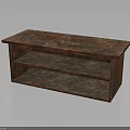 Textured Brown Wooden Console Table With Two Open Storage Shelves And Durable Frame 3d model