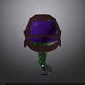 3D Designed Helmet With Red Outer Shell Purple Visor Green Details And Metal Base