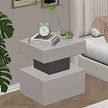 Modern Minimalist Bedroom With White Nightstand Green Alarm Clock Books And Monstera Leaf