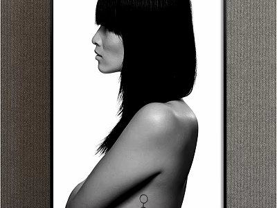 Black and White Female Profile Figure Painting With Short Hair and Minimal Background 3d model