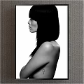 Black and White Female Profile Figure Painting With Short Hair and Minimal Background