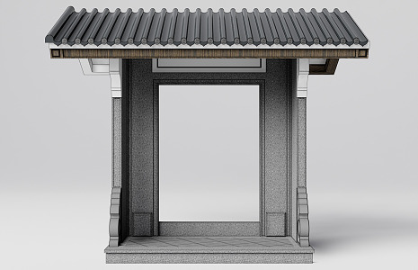 New Chinese Style Gate Courtyard Gate Head 3d model