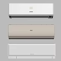 Modern Wall Mounted Air Conditioners In White And Beige With Digital Display On Grey Wall
