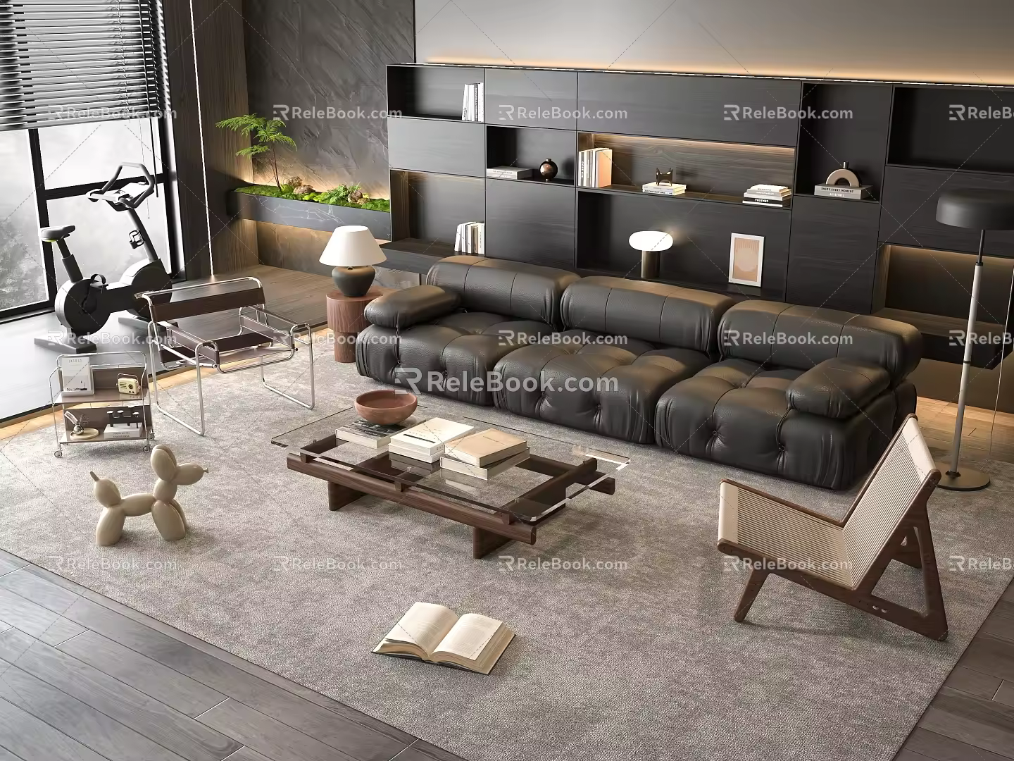 Sofa Coffee Table Combination Sofa Sofa Coffee Table Multi-person Sofa Living Room 3d model