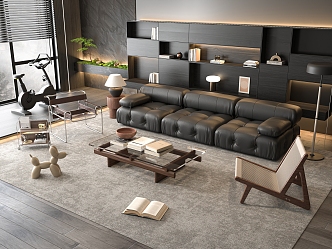 Sofa Coffee Table Combination Sofa Coffee Table Multi-person Sofa Living Room 3d model