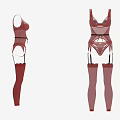 Red Sheer Lingerie Set with Garter Belt and Stockings Sexy Fitted Design