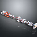 Futuristic Space Station Assembly with Red White Modules and Mechanical Joints 3d model