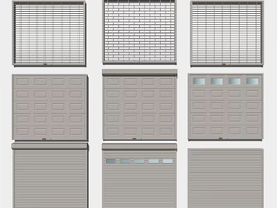 Various Garage Door Designs With Panel Window And Roller Shutter Styles 3d model