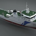 Chinese Coast Guard Ship With White Red Hull Blue Stripe And Deck Equipment