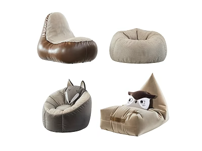 Bean Bag Chair Collection With Different Designs Including Fox And Owl Shaped Styles 3d model
