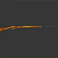 Vintage Long Gun Weapon Featuring Orange Wooden Stock And Extended Barrel