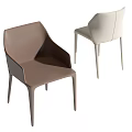 Modern Sleek Brown And Beige Dining Chairs With Smooth Surface Design 3d model