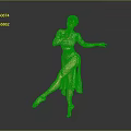 Woman Dancing In Traditional Floral Dress With Lifted Leg And Extended Arms On Gray Background