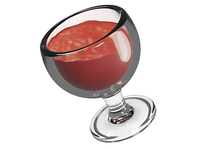 Vibrant Red Beverage in Transparent Glass Cup with Elegant Shape and Stable Base 3d model