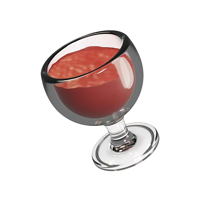 Vibrant Red Beverage in Transparent Glass Cup with Elegant Shape and Stable Base 3d model