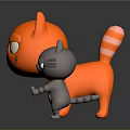 Four 3D Cartoon Cats In Orange And Gray With Angry Expressions