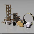 Wooden Pet Furniture with Multi Tier Shelf Hole Design Circular Ring and Modern House Shape