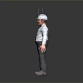3D Male Character Standing Wearing White Shirt Tie Safety Helmet With Clipboard