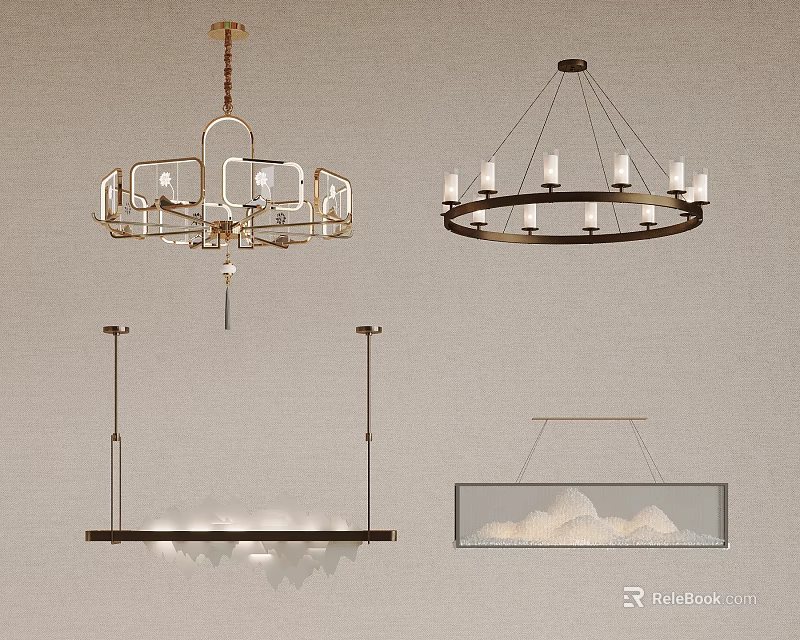 Various Modern Chandelier Designs With Unique Shapes For Home Interior Lighting 3d model