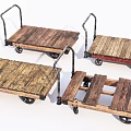 Industrial Wooden Carts With Metal Handles And Wheels For Material Handling