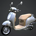 Modern Silver Scooter With Beige Seat Sleek Design And Side Mirrors