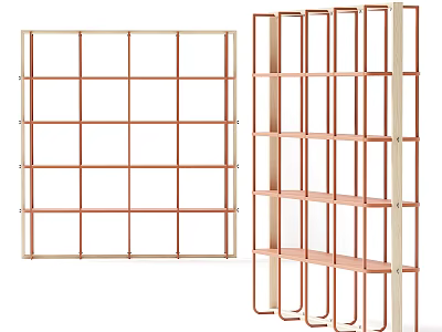 Modern Bookcase With Metal Frame Open Shelves Grid Design And Home Interior 3d model