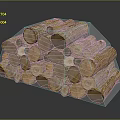 Natural Stacked Wood Logs with Smooth Cross Sections and Textured Bark
