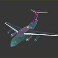 Blue Military Transport Aircraft Model With Four Engines And Red Tail Logo