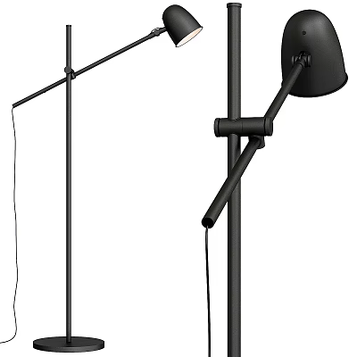 Modern Black Floor Lamp With Adjustable Arm And Minimalist Design For Home 3d model