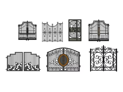 Wrought Iron Gates With Various Decorative Styles And Classic Design Elements 3d model