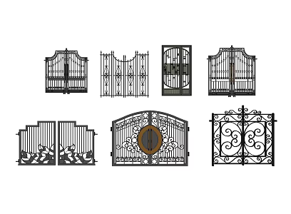 European-style gate outdoor wrought iron gate 3d model