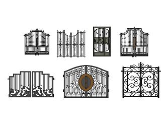 European-style gate outdoor wrought iron gate 3d model