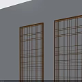 Three Wooden Hinged Doors With Grid Pattern In Modern Interior Design 3d model