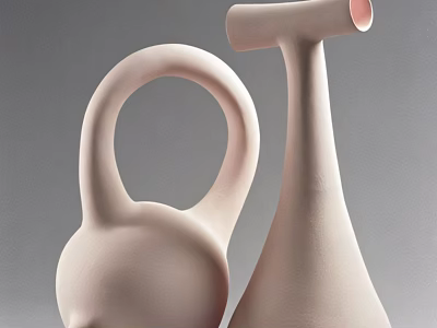 Pink Ceramic Decorative Ornament Set With Unique Curved And Tall Shapes for Home Decoration 3d model