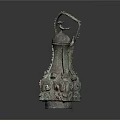 Ancient Chinese Bronze Vessel With Intricate Carvings And Bird Shaped Handle