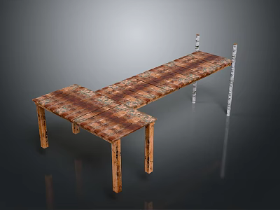 Modern Wooden Tables Design With Long And Short Table Tops And Wooden Legs 3d model