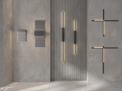 Modern Wall Lamps With Various Designs For Interior Decor On Gray Wall 3d model