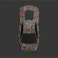 Colorful Graffiti Covered Sports Car With Vibrant Multicolor Patterns And Sleek Design