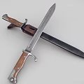 Crossed Historical Swords With Leather Handles Metallic Blades And Black Scabbards