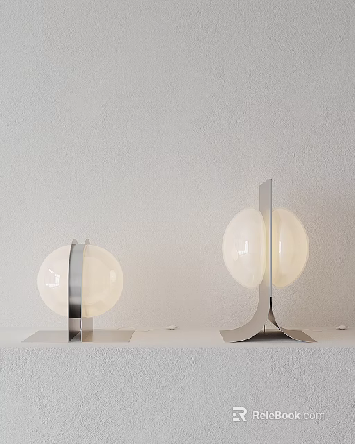 Modern Table Lamp With Spherical Glass Shade And Sleek Metal Base For Home Lighting Decor 3d model 